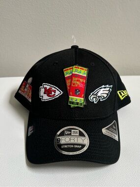 New Era NFL 9FORTY Black Super Bowl Ticket Patch Cap UNISEX